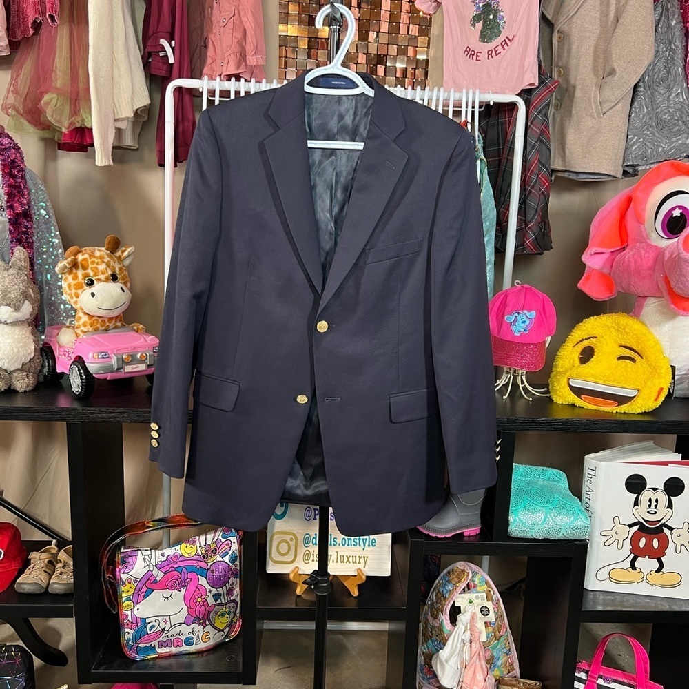 ⚡️  Lord & Taylor Boys Blue Blazer w Gold Coloured Buttons p2p 19”
